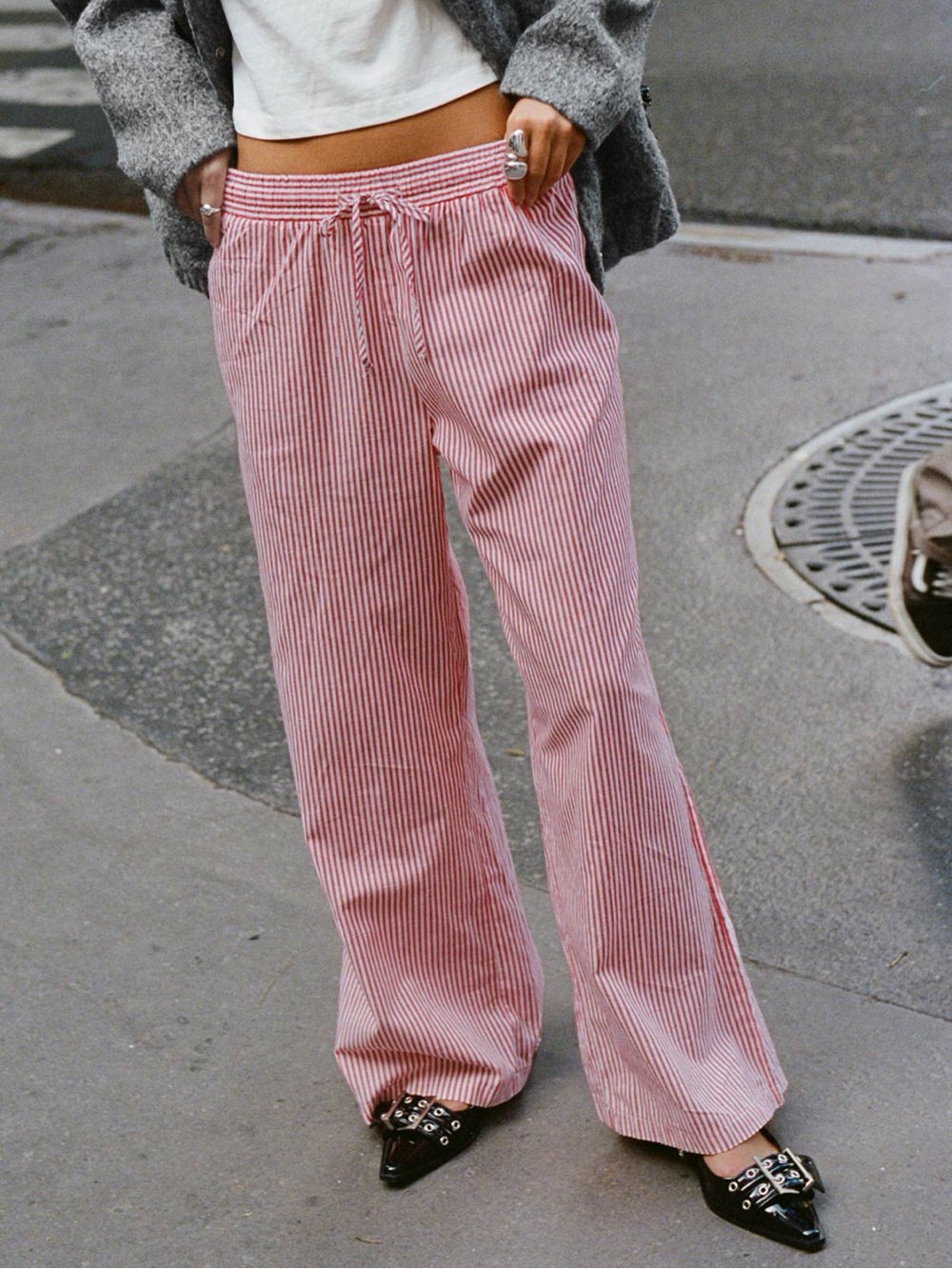 Princess Polly Pink & White Striped Wide-Leg Pants